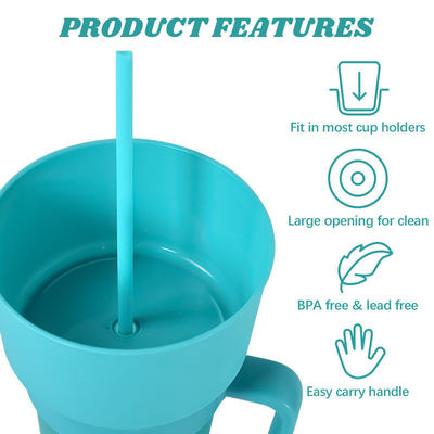 Customized Logo Accepted Plastic Snack Mug with Handle Eco-Friendly and Durable