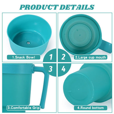 Customized Logo Accepted Plastic Snack Mug with Handle Eco-Friendly and Durable
