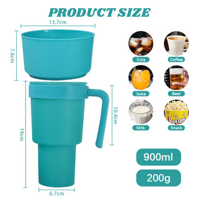 Customized Color Coffee Mugs 2 in 1 Cinema Beverage Cup with Snack Tray and Straw