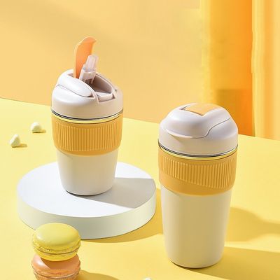 Custom Logo 350ml 480ml 316 Stainless Steel Water Bottle with Silicone Cover and Straw