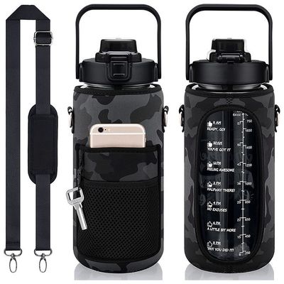 American Style 64oz Half Gallon Water Bottle Large Capacity 2000ml With Sleeve And Strap