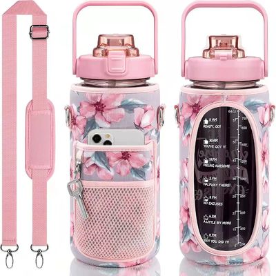 American Style 64oz Half Gallon Water Bottle Large Capacity 2000ml With Sleeve And Strap