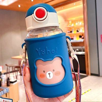 Portable 620ml 3D Sticker Plastic Water Bottle Cute Bear Bottle for Kids and Students