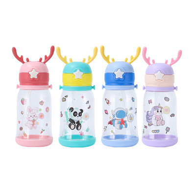 Cute Design 600ML Cartoon Children Cups Plastic Drinking Water Bottle With Straw