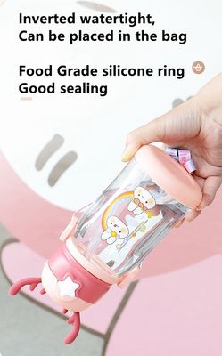 Cute Design 600ML Cartoon Children Cups Plastic Drinking Water Bottle With Straw