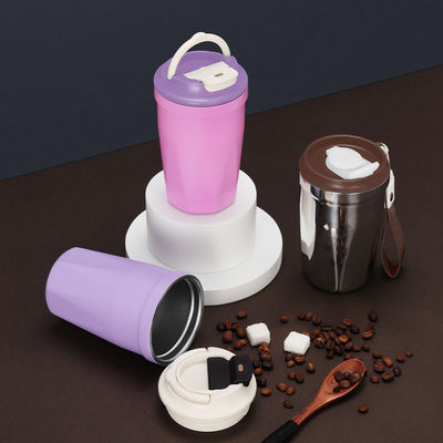 Stainless Steel Coffee Mug 420ml Insulated Custom Travel Bottle with Leakproof Cover