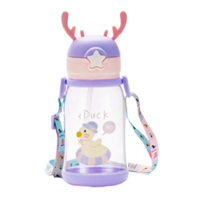Large Capacity Children Straw Water Cup Cartoon Summer 600ml with Customized Color