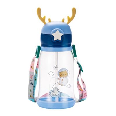 Large Capacity Children Straw Water Cup Cartoon Summer 600ml with Customized Color