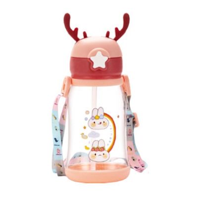 Large Capacity Children Straw Water Cup Cartoon Summer 600ml with Customized Color