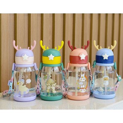 Large Capacity Children Straw Water Cup Cartoon Summer 600ml with Customized Color