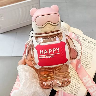 Stocked Large Capacity Water Bottle WITH ROPE and Cute Bears Design for Students