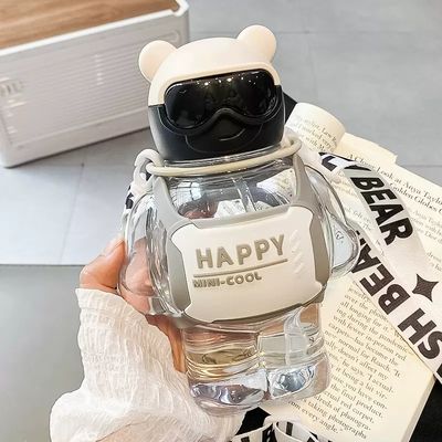 Stocked Large Capacity Water Bottle WITH ROPE and Cute Bears Design for Students