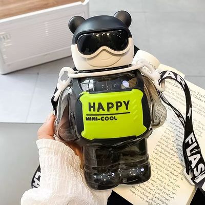 Stocked Large Capacity Water Bottle WITH ROPE and Cute Bears Design for Students