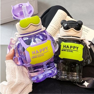 Stocked Large Capacity Water Bottle WITH ROPE and Cute Bears Design for Students