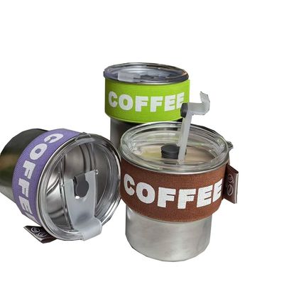 Coffee Mugs Customized Color 400ml 304 Stainless Steel Mini Thermos Bottle With Rope