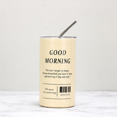 Stainless Steel 320ml/600ml Double Wall Thin Straight Insulated Coffee Drink Cups With Lid And Straw