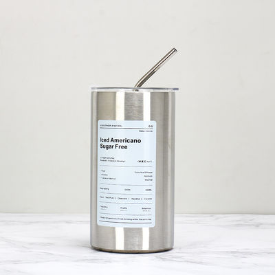 Stainless Steel 320ml/600ml Double Wall Thin Straight Insulated Coffee Drink Cups With Lid And Straw