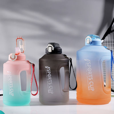 Reusable Large Jug Handle Motivational Water Bottle With Straw Time Marker for Outdoor Workout Gym Fitness