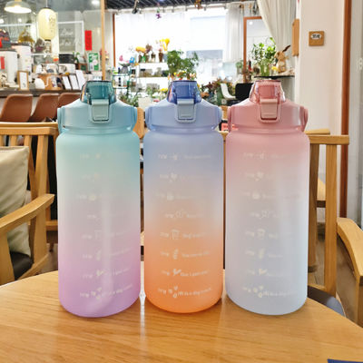 2000ml Gradient Color Space Cup With Time Scale Accompanying Water Bottle for Adults