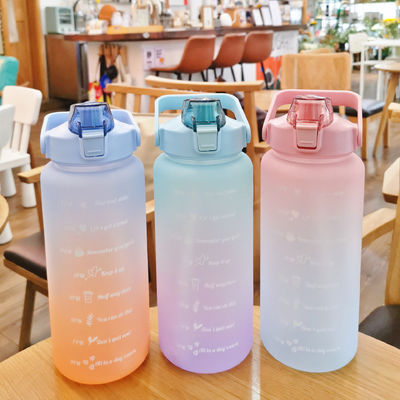 2000ml Gradient Color Space Cup With Time Scale Accompanying Water Bottle for Adults