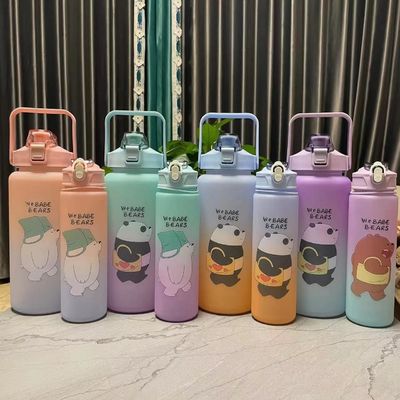 Environmental BPA FREE Gradient Color Motivational Gym Fitness Sports Tritan Water Bottle Set