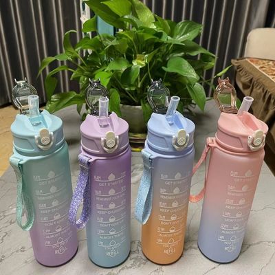 Environmental BPA FREE Gradient Color Motivational Gym Fitness Sports Tritan Water Bottle Set