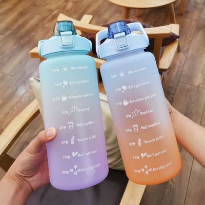 Gradient Color Large Capacity Frosted Water Cup Straw Cup Ideal for Outdoor Adventures
