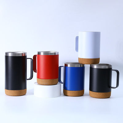 Stylish Stainless Steel Office Coffee Mug 12oz/16oz with Cork Bottom and HANDGRIP