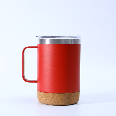Stylish Stainless Steel Office Coffee Mug 12oz/16oz with Cork Bottom and HANDGRIP
