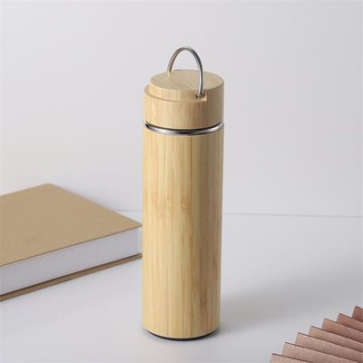 500ml Straight Cup Custom Logo Stainless Steel Bamboo Thermos Cup 304 Inner Vacuum Water Bottle