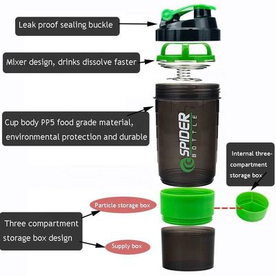 Unisex Custom Logo 500ml Bpa Free Shaker Bottle PP Milk Shake Cup Protein Powder Fitness Gym Sports Water Bottle With Mixing Ball
