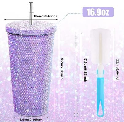 500ml/750ml Tumbler Customized Color Double Insulated Stainless Steel Outdoor Travel Bottle With Straws