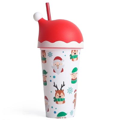 MUGS Drinkware Type Christmas Gift 20oz Tumbler Mug with Santa Hat Lid and Straw