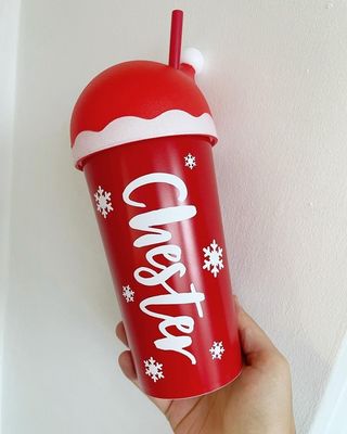 20 OZ Christmas Coffee Mugs 600ML Luxury Custom Logo Novelty Straw Cup For Christmas