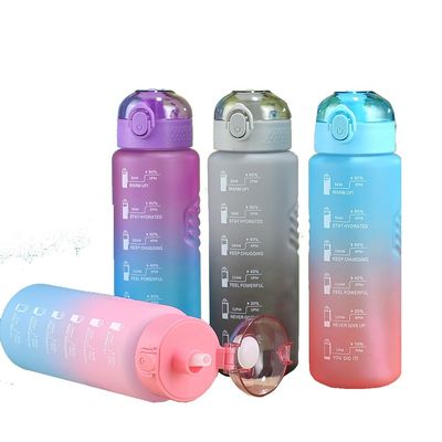 Sample Provide 1L Plastic BPA Free Sport Gym Water Bottle with Time Marker and Straw