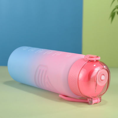 Sample Provide 1L Plastic BPA Free Sport Gym Water Bottle with Time Marker and Straw