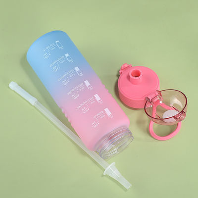 Sample Provide 1L Plastic BPA Free Sport Gym Water Bottle with Time Marker and Straw