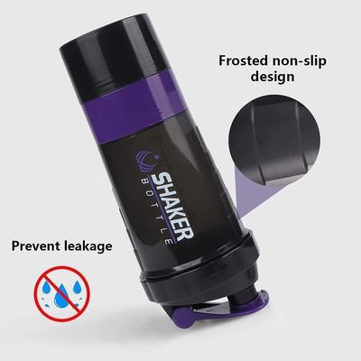 Custom Logo 2 Layers Gym Protein Shaker Bottle with Pill Organizer and Storage 16oz