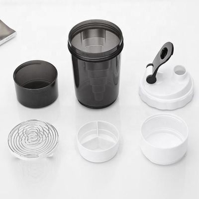 500ml Three Layers Plastic Gym Fitness Protein Shaker Water Bottle for Outdoor Sports