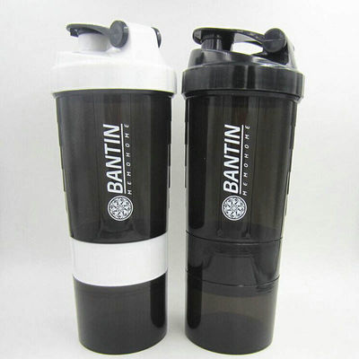 500ml Three Layers Plastic Gym Fitness Protein Shaker Water Bottle for Outdoor Sports