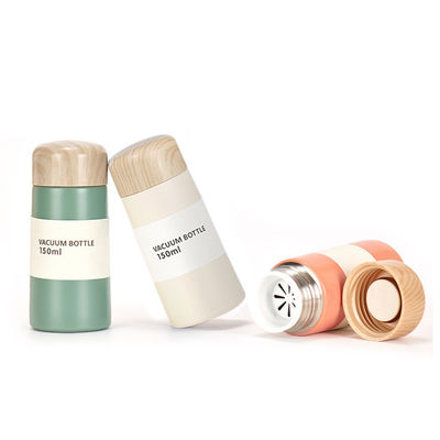 304 Stainless Steel Tumbler Vacuum Flask Mini Water Bottle Cup with Customized Color Wood Grain Lid