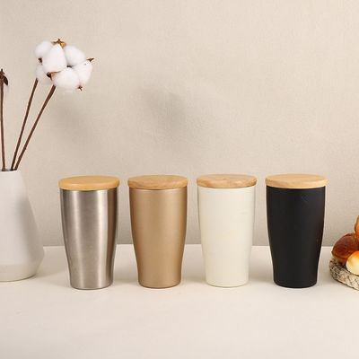 Stainless Steel Color Custom 350ml BPA Free Vacuum Tumbler With Bamboo Lid Accpectable OEM