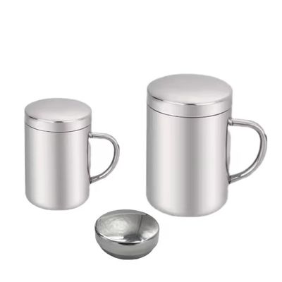 Stainless Steel Water Cup With Cover And Handle Customizable For Students' Outdoor Sports