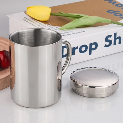 Stainless Steel Water Cup With Cover And Handle Customizable For Students' Outdoor Sports