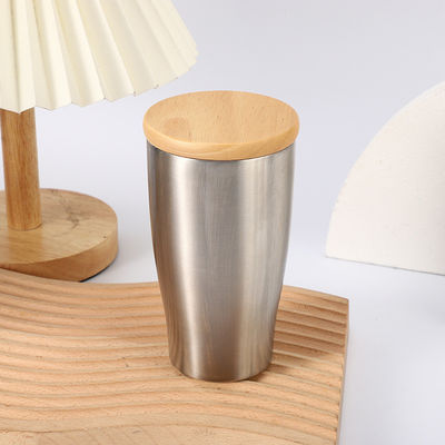 Vacuum Insulated Stainless Steel Coffee Cup 350ML BPA Free Double Wall Mug With Bamboo Lid