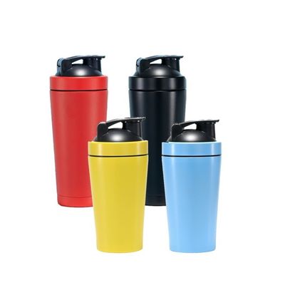 Gym Single Wall 18/8 Metal Protein Shaker Bottle with Lid and Mixing Ball Included