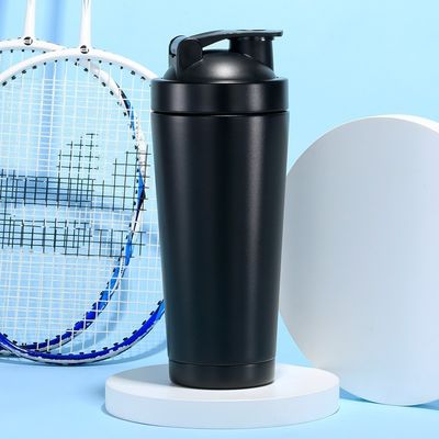 Gym Single Wall 18/8 Metal Protein Shaker Bottle with Lid and Mixing Ball Included