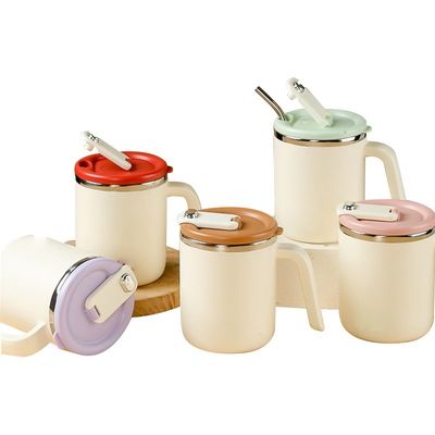 Reusable Stainless Steel Insulated Vacuum Milk Tumbler with Handle Lid Portable