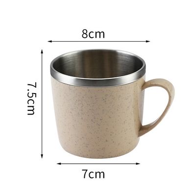 200g Double Layer Stainless Steel Coffee Mugs With Handle For Family Gatherings