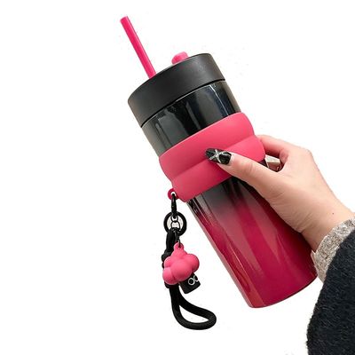 710ML Stainless Steel Coffee Tumbler Leakproof Camping Thermal Mug with Straw and Customized Logo